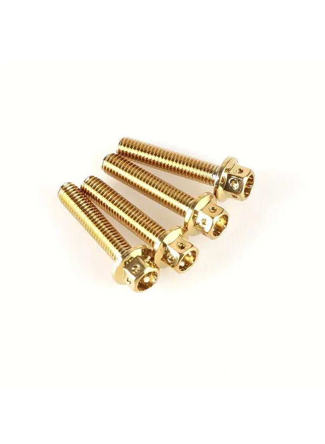 M6x1 25x25mm 10 قطع براغي دراجات نارية برأس سداسي وشفة مطلي بالذهب التيتانيوم من الفولاذ المقاوم للصدأ 304 - Image 5